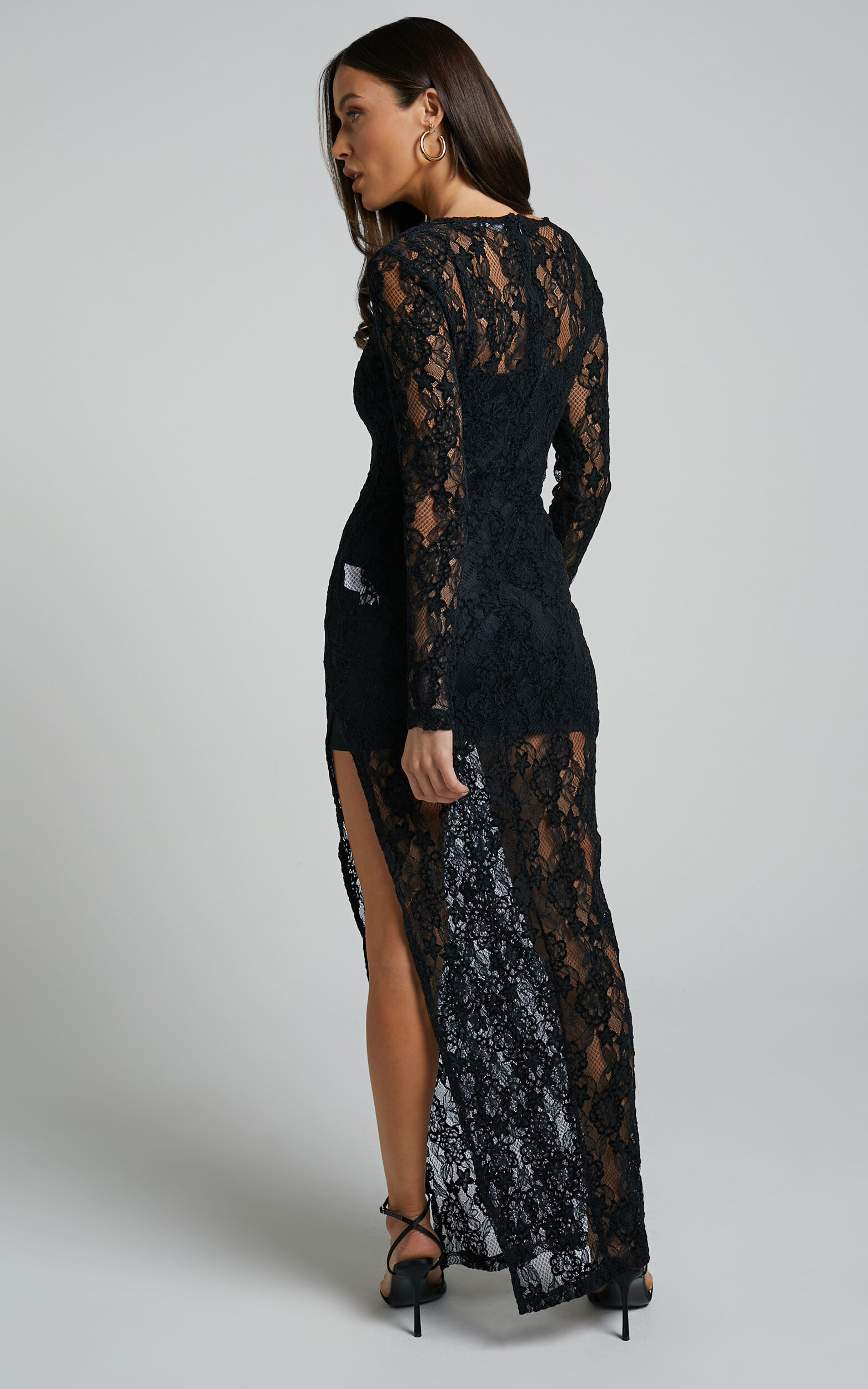 black long sleeve lace dress